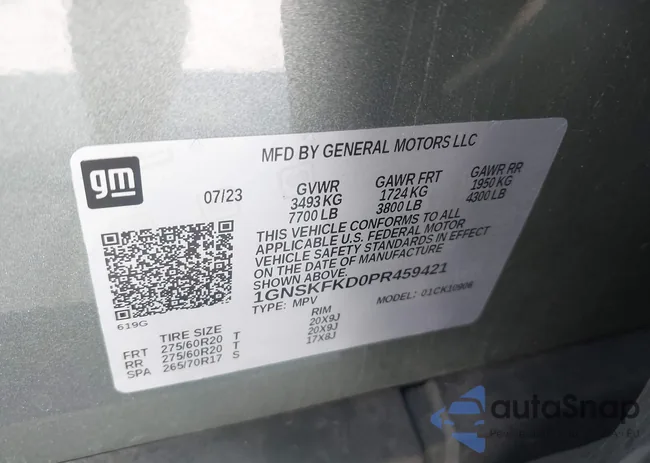 1GNSKFKD0PR459421: 43260069