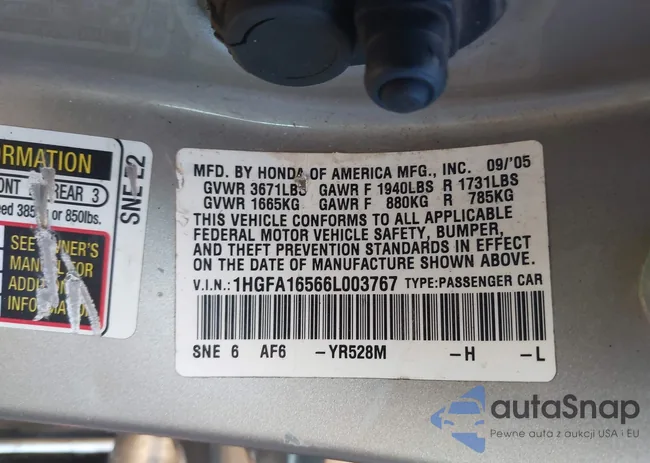 1HGFA16566L003767: 43260077