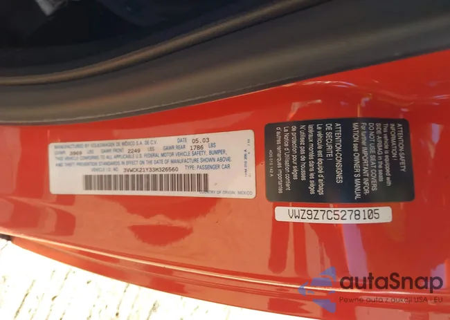 3VWCK21Y33M326560: 43260098