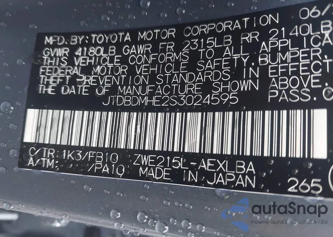 JTDBDMHE2S3024595: 43260143