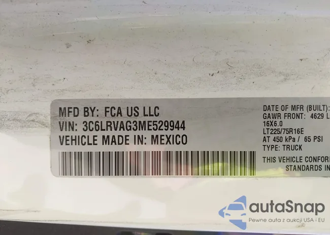 3C6LRVAG3ME529944: 43260220