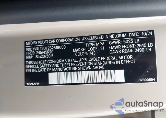 YV4L12UF2S2519060: 43260366