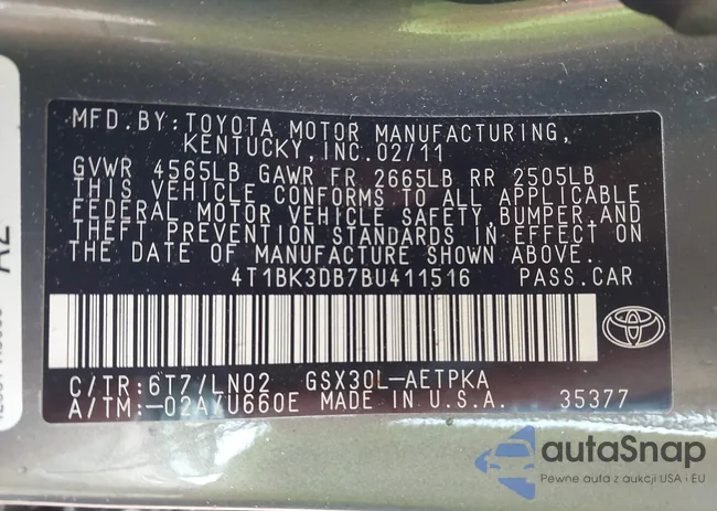 4T1BK3DB7BU411516: 43260377