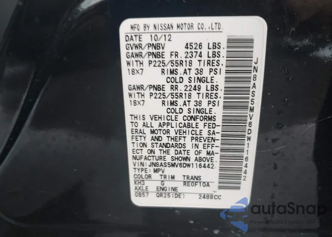 JN8AS5MV6DW116442: 43259467