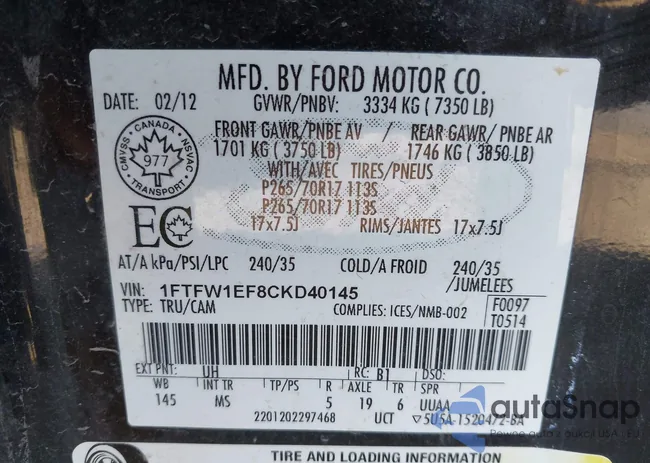 1FTFW1EF8CKD40145: 43259519