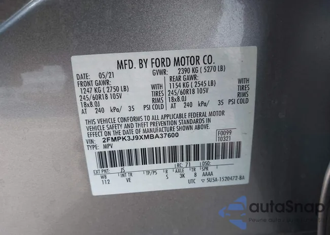 2FMPK3J9XMBA37600: 43259551