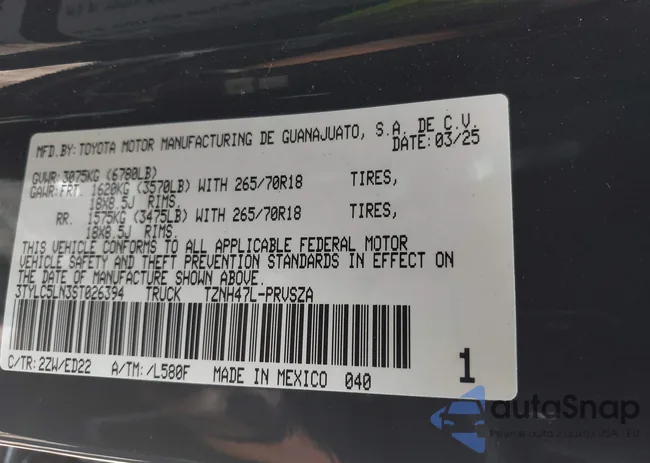 3TYLC5LN3ST026394: 43259560