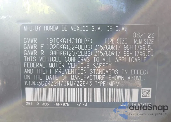 3CZRZ2H73RM722643: 43259750