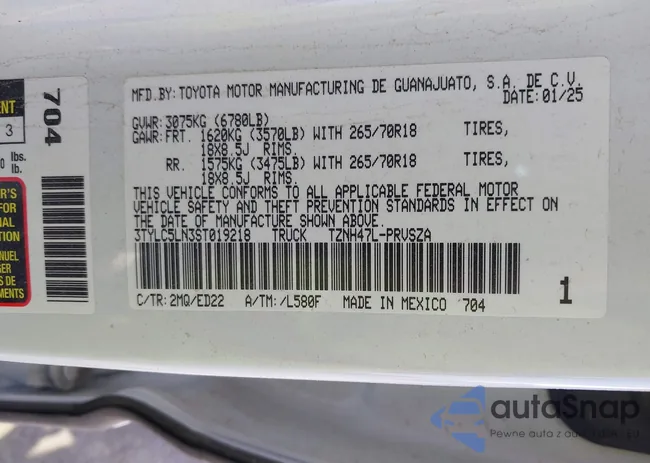 3TYLC5LN3ST019218: 43259812