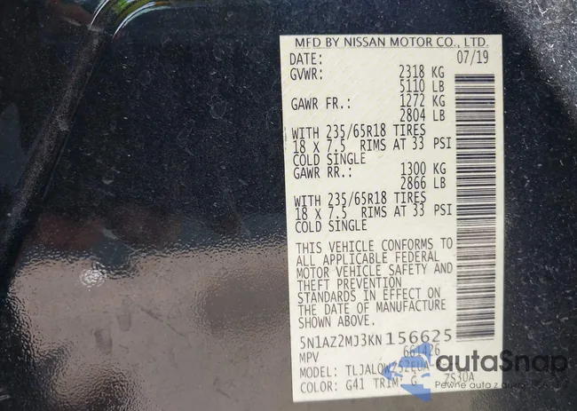 5N1AZ2MJ3KN156625: 43261058