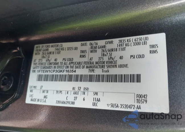 1FTEW1CP3GKF16354: 43261094