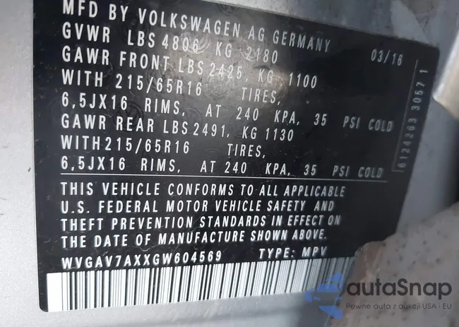 WVGAV7AXXGW604569: 43261142