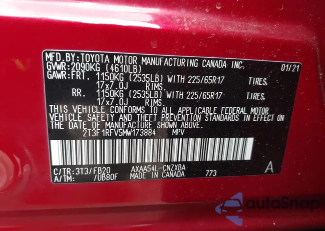 2T3F1RFV5MW173884: 43261413