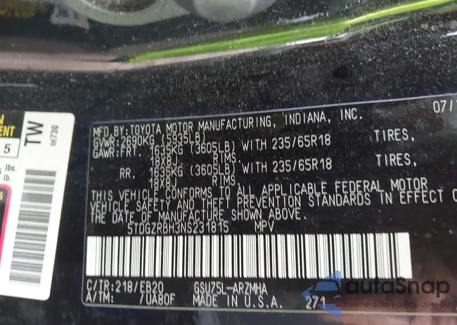 5TDGZRBH3NS231815: 43260439