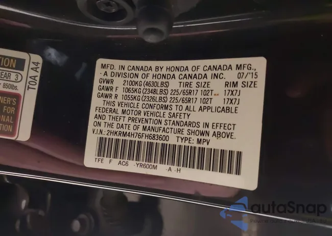 2HKRM4H76FH683600: 43260641