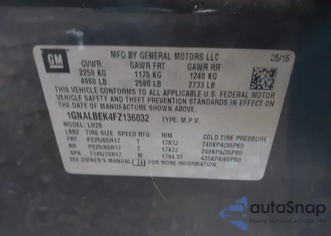 1GNALBEK4FZ136032: 43260663