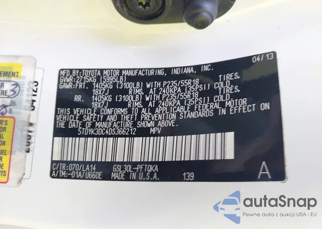 5TDYK3DC4DS366212: 43260719