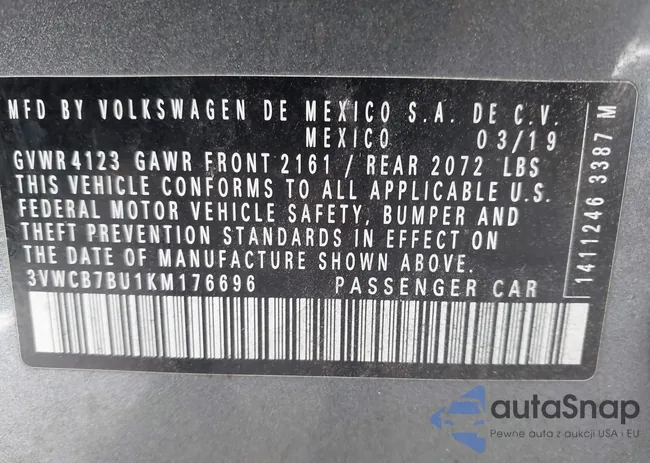 3VWCB7BU1KM176696: 43261858