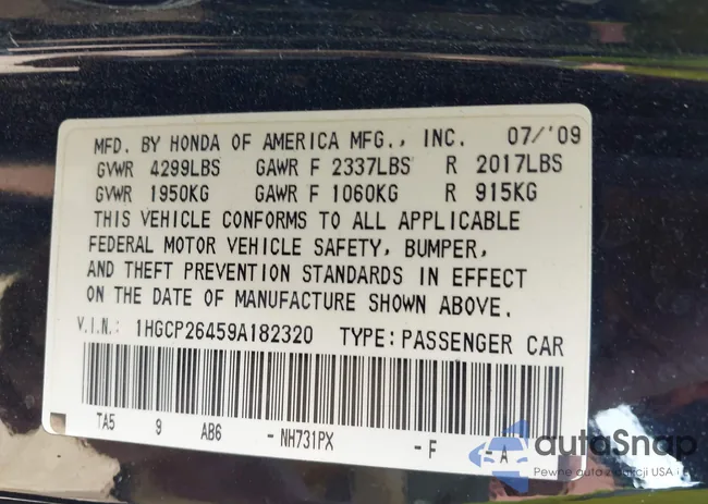 1HGCP26459A182320: 43261903