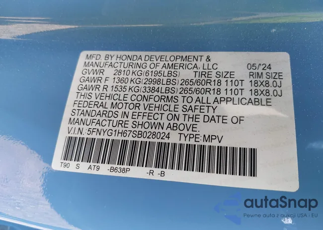 5FNYG1H67SB028024: 43261938