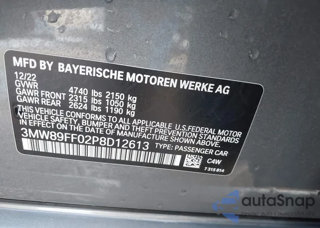 3MW89FF02P8D12613: 43262047