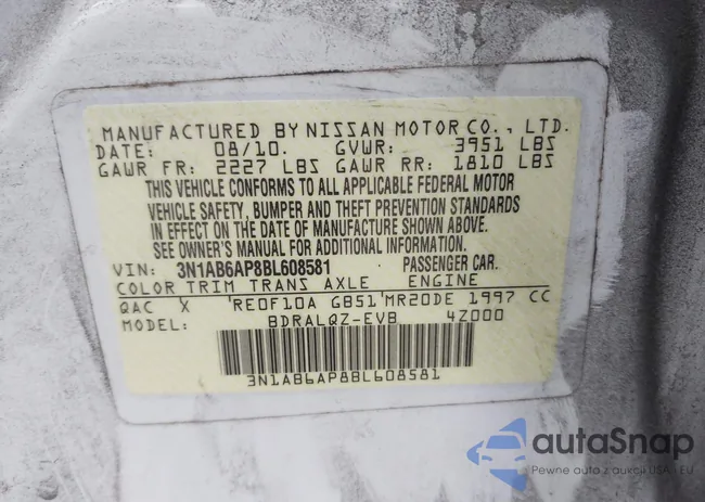 3N1AB6AP8BL608581: 43262142