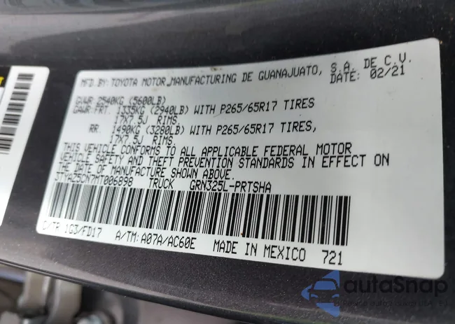 3TYAZ5CN7MT006898: 43262237