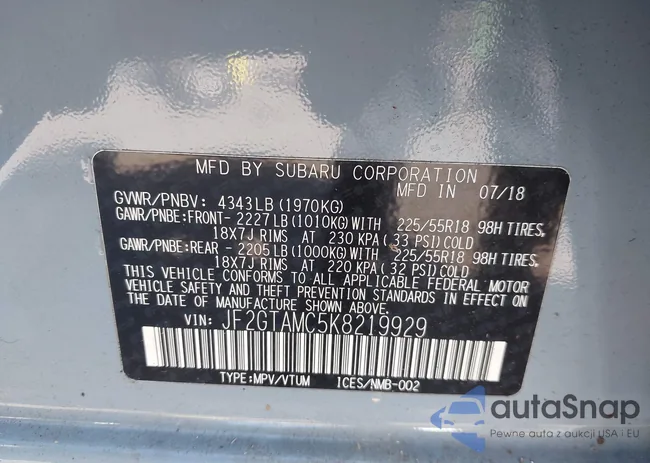 JF2GTAMC5K8219929: 43262343