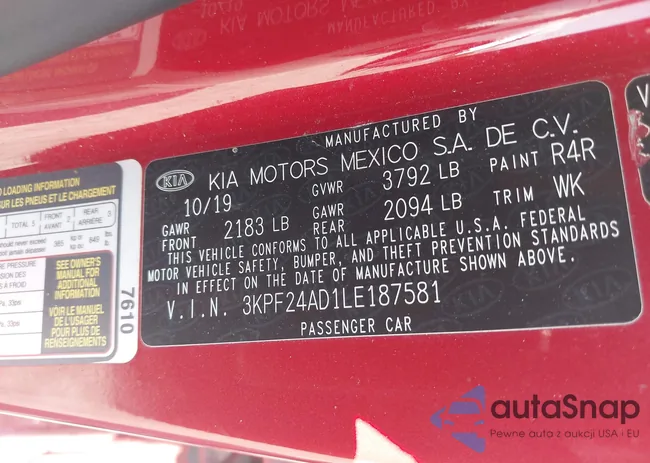 3KPF24AD1LE187581: 43262381