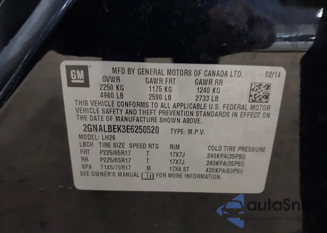 2GNALBEK3E6250520: 43261454