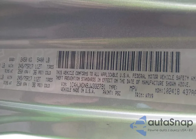 1C4HJXDN9JW332791: 43261523