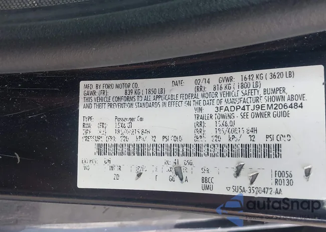 3FADP4TJ9EM206484: 43261566