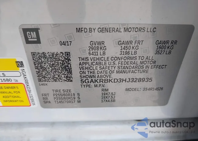 5GAKRBKD3HJ328935: 43261569