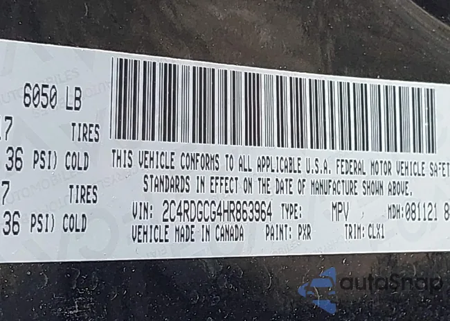 2C4RDGCG4HR863964: 43261621