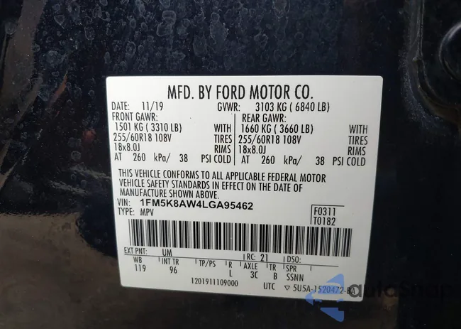 1FM5K8AW4LGA95462: 43261664