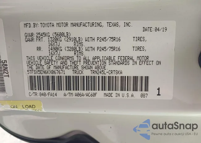 5TFSX5EN6KX067671: 43261683