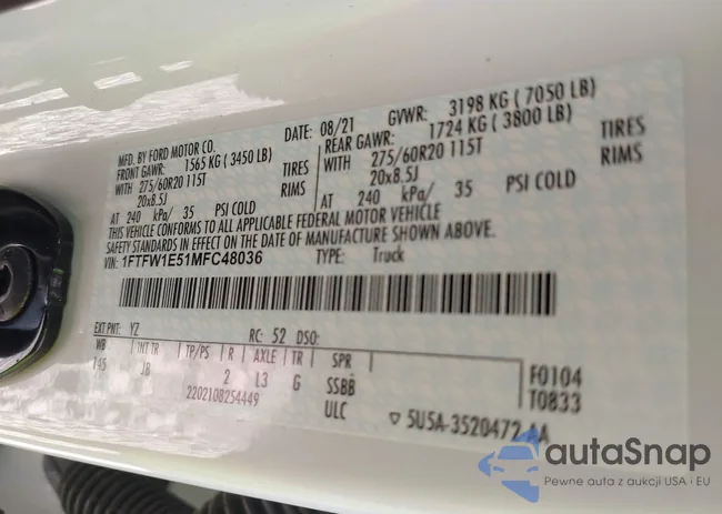 1FTFW1E51MFC48036: 43261728