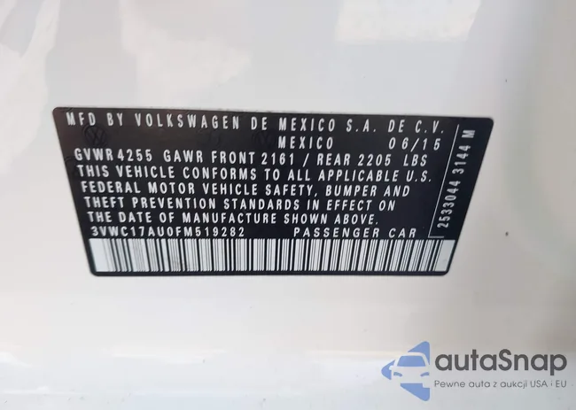 3VWC17AU0FM519282: 43261812