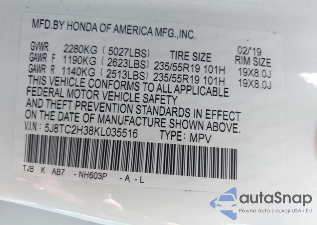 5J8TC2H38KL035516: 43262901