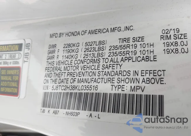 5J8TC2H38KL035516: 43262901