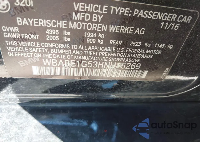 WBA8E1G53HNU15269: 43263079