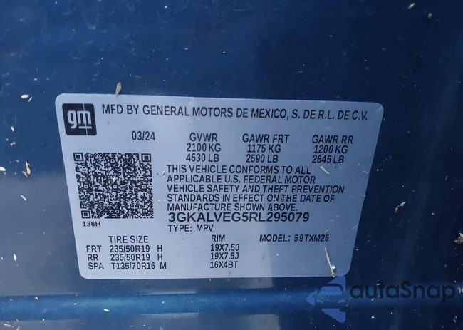 3GKALVEG5RL295079: 43263083