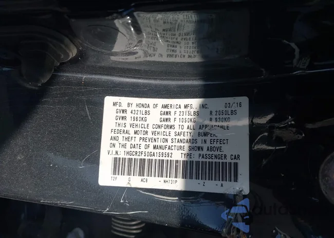 1HGCR2F50GA159592: 43263154