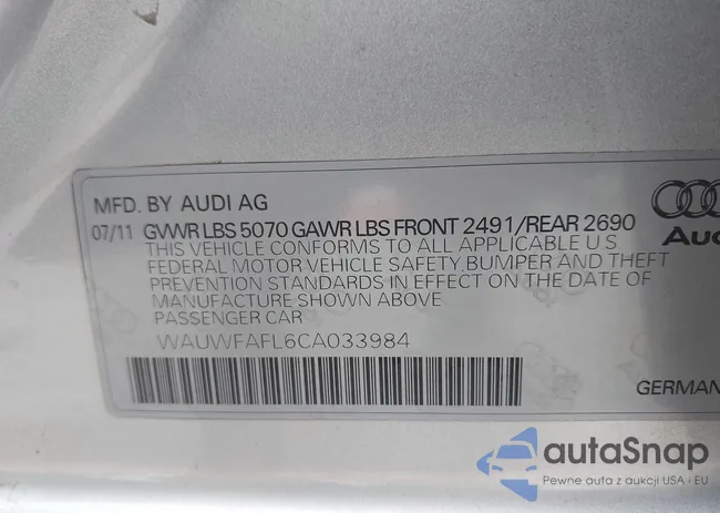 WAUWFAFL6CA033984: 43263320