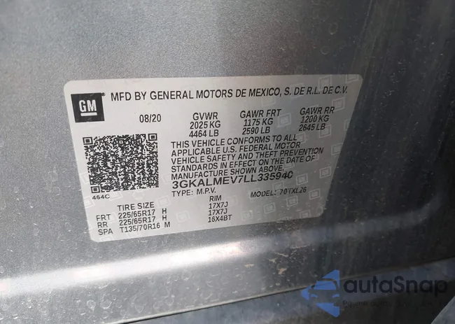 3GKALMEV7LL335940: 43262467