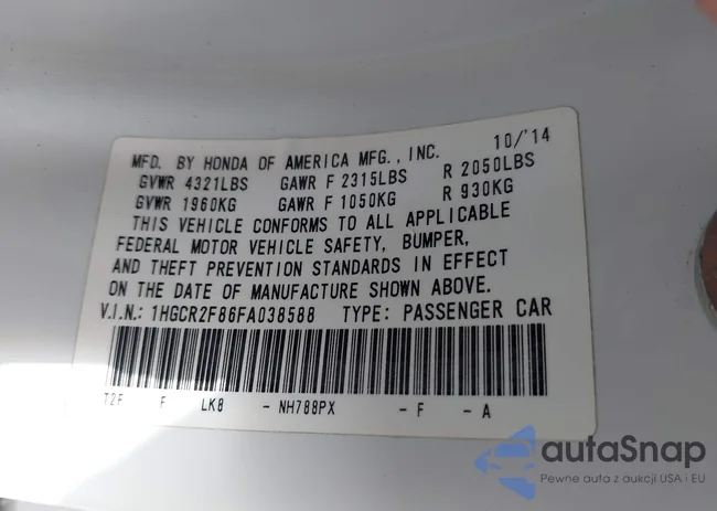 1HGCR2F86FA038588: 43262473