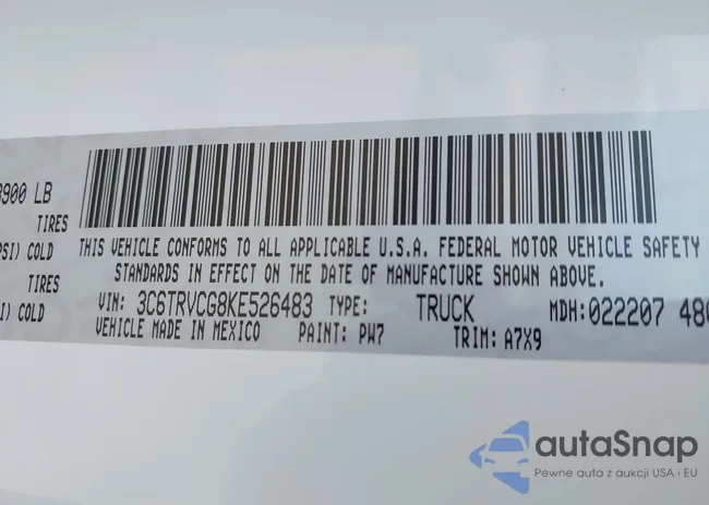 3C6TRVCG8KE526483: 43262477