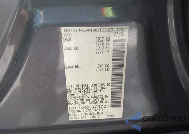 1N4AL3AP6GN379727: 43262507