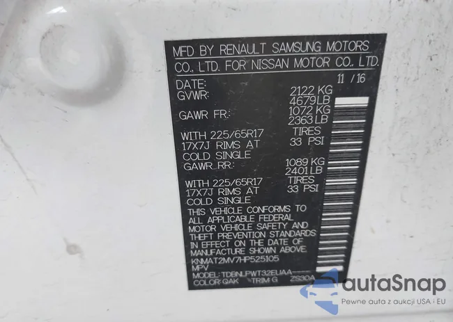 KNMAT2MV7HP525105: 43262589