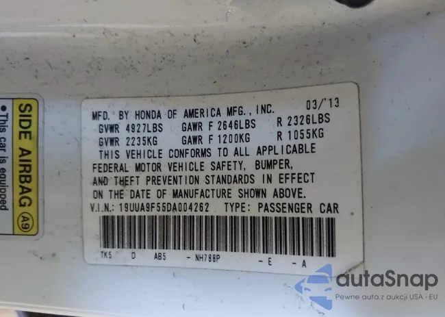 19UUA9F55DA004262: 43262610